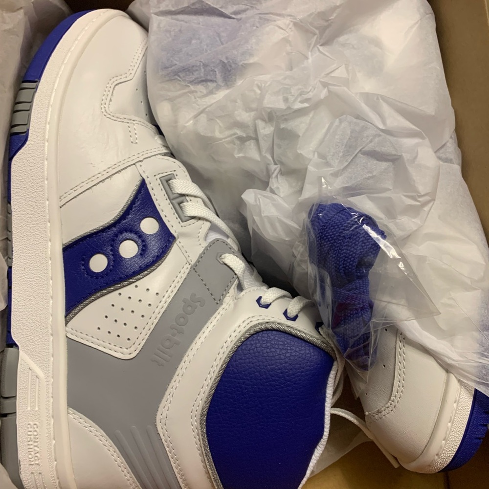 Saucony Sonic Hi sneakers in white & royal - Picture 2 of 7